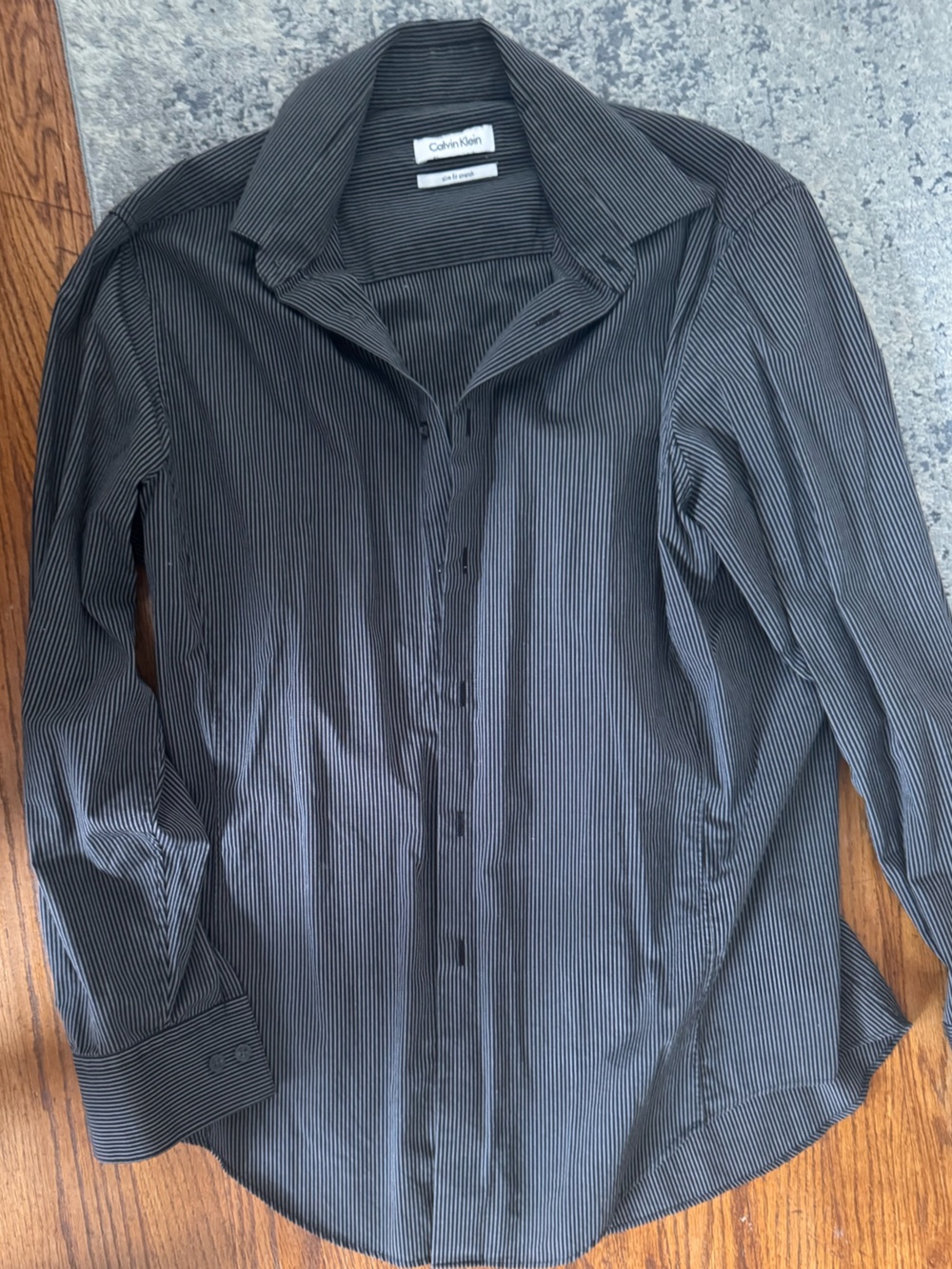 Calvin Klein Black and White Micro-Stripe Dress Shirt